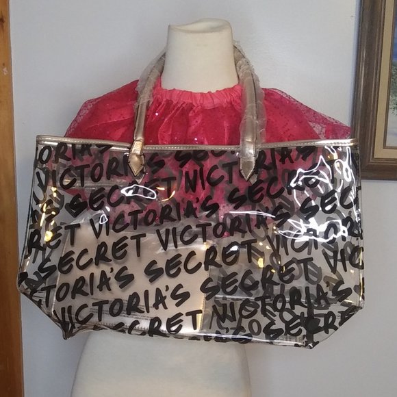 VICTORIA’S SECRET Clear Logo Graffiti Tote - Picture 1 of 16
